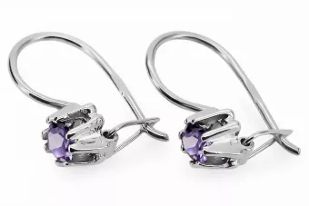 Plata de ley 925 14k 583 Alexandrite pendientes vec053s Ruso Soviético URSS Joyería vintage Art Deco style